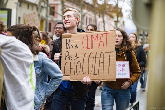 pancarte "pas d'climat, pas d'chocolat"